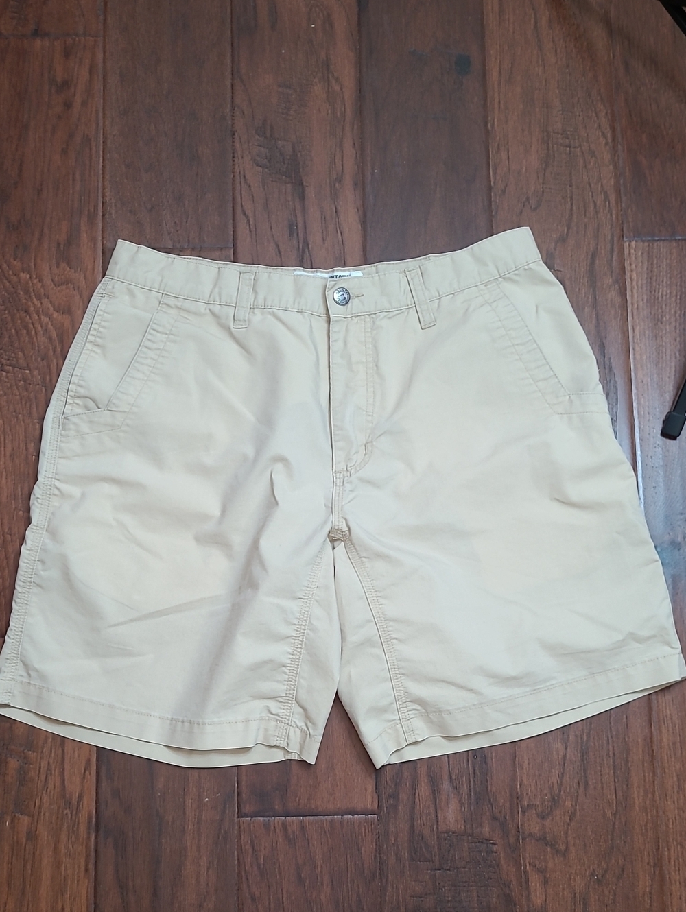 Mountain Khakis Flat Front Organic Cotton Blend Shorts size 33x8